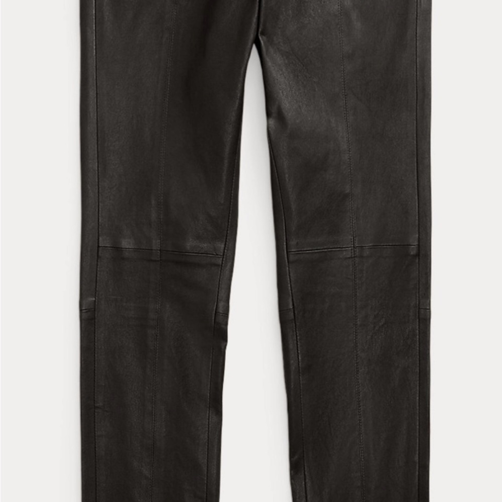 Ralph Lauren Purple Label Women The Lambskin Side-Zip Pant Leggings Made In USA